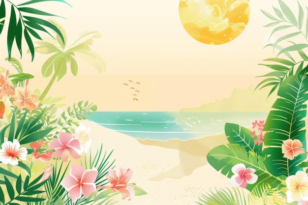 A vector summer beach tropical paradise