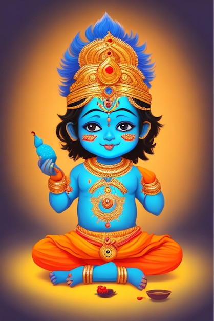 Vector vector illustration of shree krishna for janmashtami