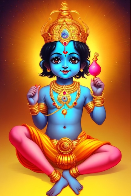 Vector vector illustration of shree krishna for janmashtami