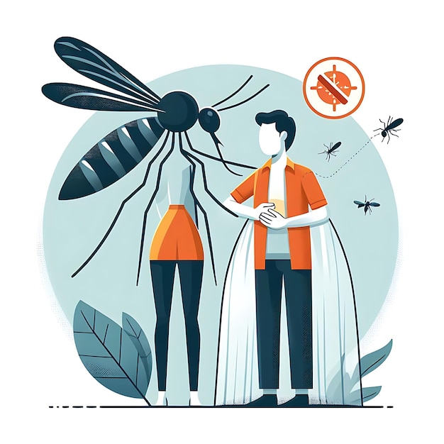 vector world malaria day a man and woman are looking at a bee