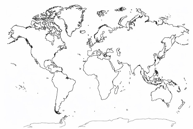 Photo vector world map outline with country borders