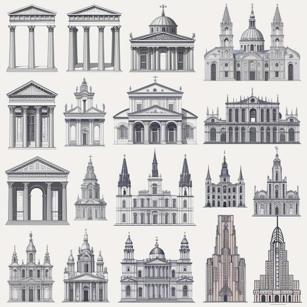 Photo vectors of historical buildings and structures