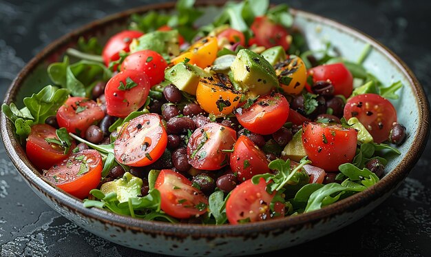 Photo vegan avocado and black bean salad