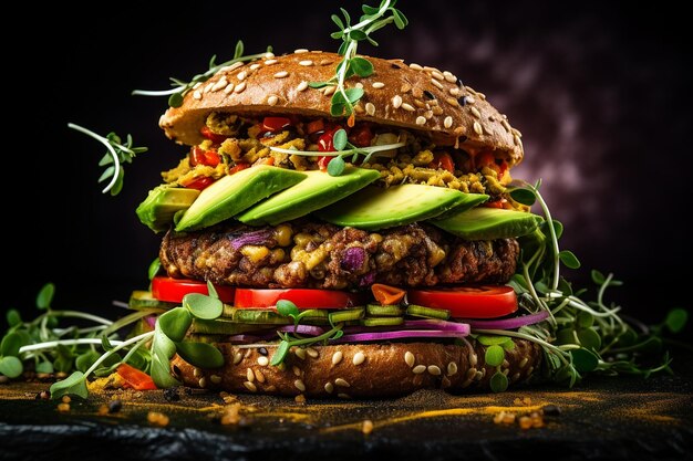 Vegan BBQ Burgers with Lentil Patties and Avocado