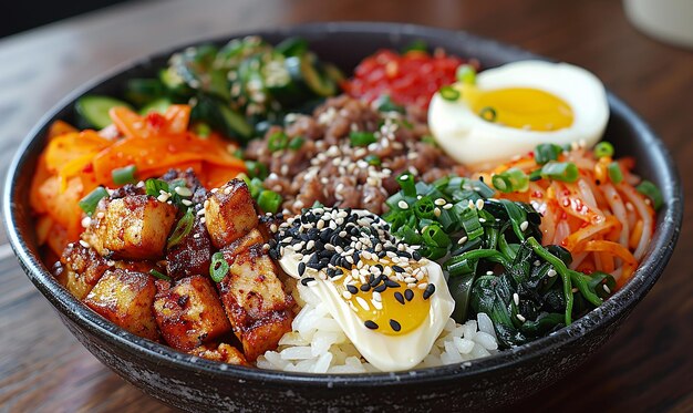 Photo vegan bibimbap bowl midday delight