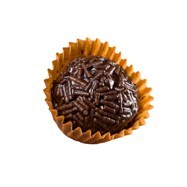 Vegan Brazilian Sweet called Brigadeiro Chocolate balls Isolated on white background