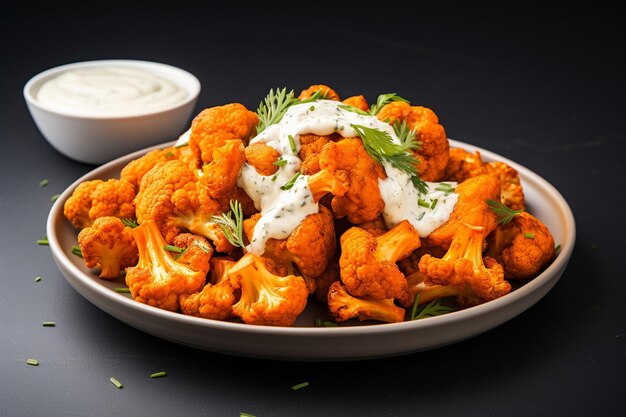 Vegan buffalo cauliflower wings with dairyfree ranch dressing