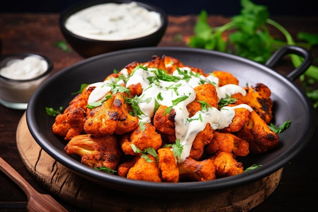 Vegan buffalo cauliflower wings with dairyfree ranch dressing