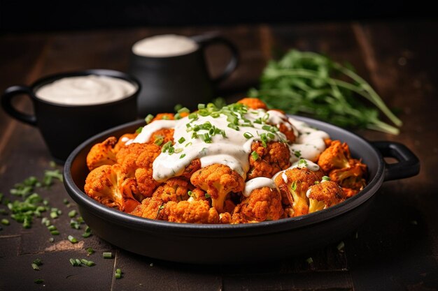 Vegan buffalo cauliflower wings with dairyfree ranch dressing