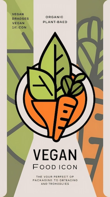 Photo vegan food icon badge sign vector design organic product logo