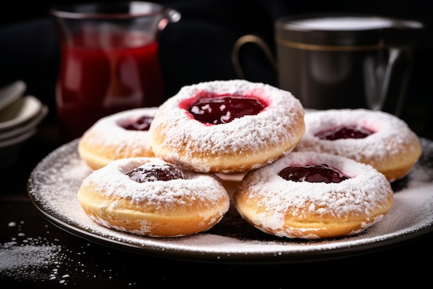 Vegan friendly jelly ring cookies on a plate