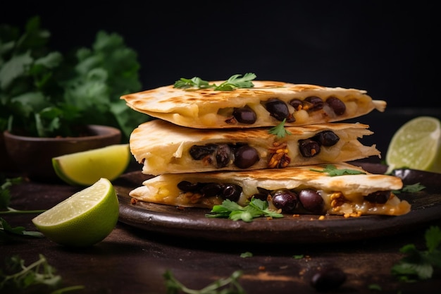 Vegan quesadillas with mushrooms and dairyfree cheese