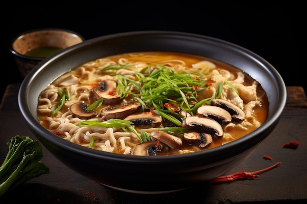 Vegan ramen with shiitake mushrooms and tofu