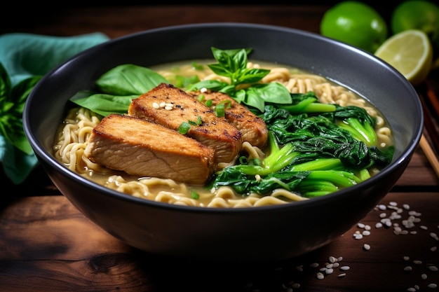 Vegan ramen with tempeh and kale