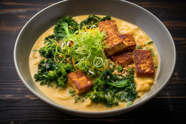 Vegan ramen with tempeh and kale