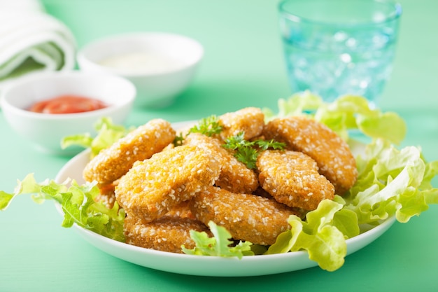 Vegan soy nuggets healthy meal