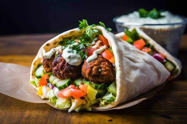 Vegan Street Food Falafel Pita with Tahini Sauce