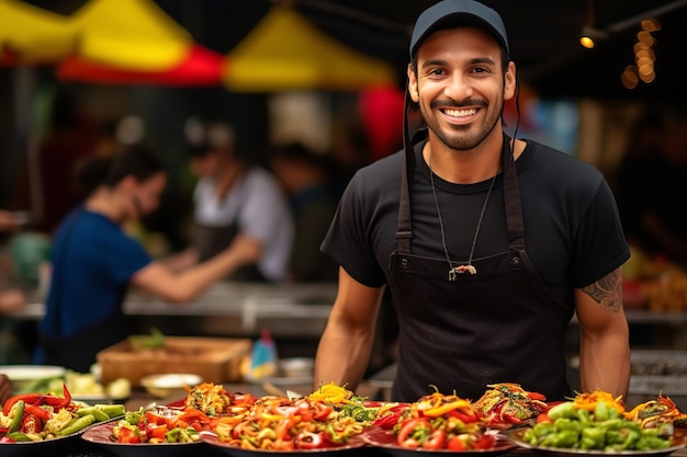 Vegan Street Food Vendor at a Food Festival