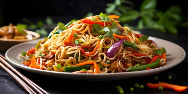 Photo vegan yakisoba noodles with vegetable stir fry concept vegan recipes plantbased meals noodle dishes asian cuisine healthy cooking