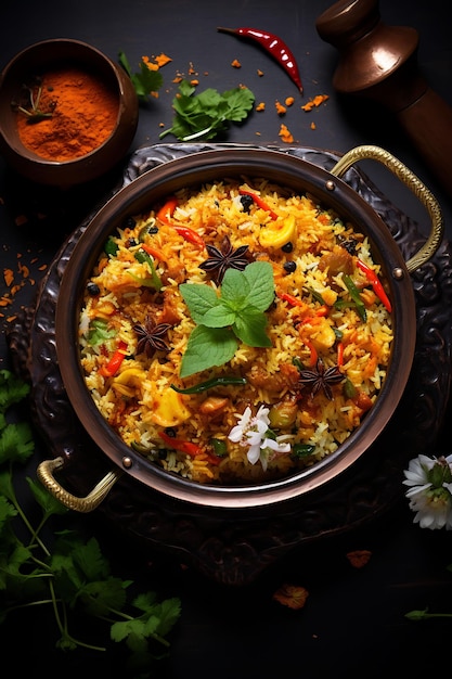 Vegetable Biryani Dish With Fragrant Basmati Rice Mixed Vege India Culinary Culture Layout Website