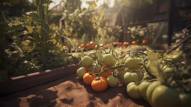 Vegetable garden illustration Generative AI