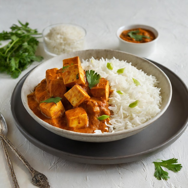 vegetable Kolhapuri in black bowl Indian vegetable curry dish Vegetarian asian food and meal