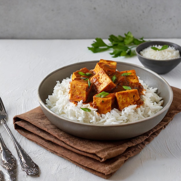 vegetable Kolhapuri in black bowl Indian vegetable curry dish Vegetarian asian food and meal