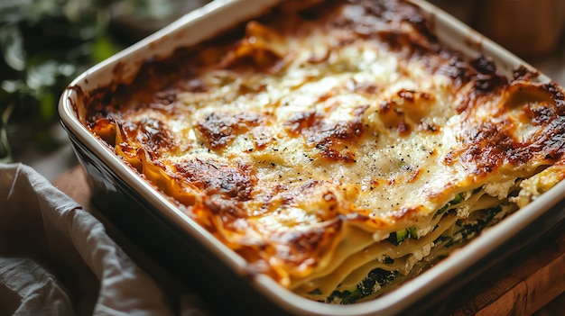 Photo vegetable lasagna with zucchini spinach ricotta golden crust