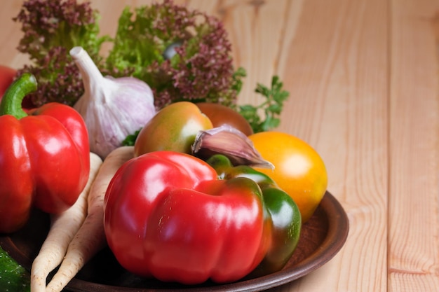 Vegetable layout with tomatoes