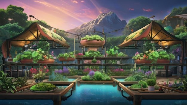 Vegetable Oasis Thriving Hydroponics in the Future Village