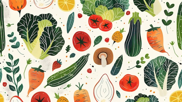 Photo vegetable pattern wallpaper ar 169 job id db32ab95d66f4763a01373cefca80ee3