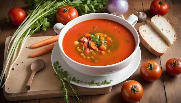 vegetable red soup with tomato