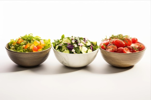 Photo vegetable salad in a bowl isolated on a white background