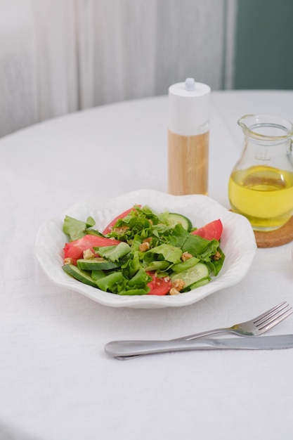 vegetable salad served on table healthy eating diet concept a healthy way of life to cook at home