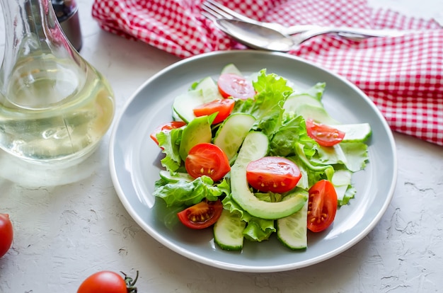 Vegetable salad with fresh tomato, cucumber