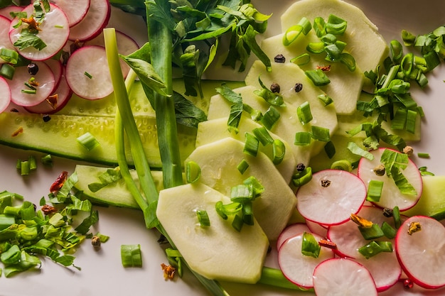 Vegetable salad with a lot of vegetable.