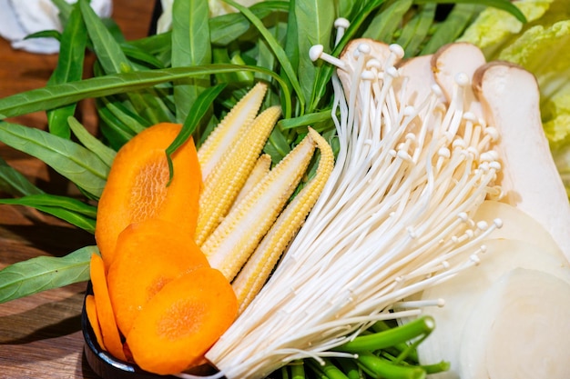 Vegetable Set Preparing For Lunch in Shabu Restaurant