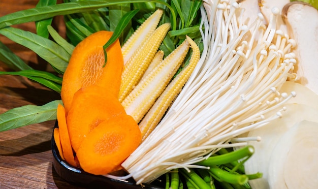 Vegetable Set Preparing For Lunch in Shabu Restaurant