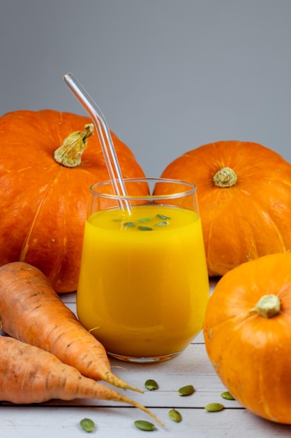 Vegetable smoothie or pumpkin and carrot juice Useful and healthy food