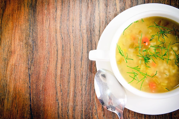 Vegetable Soup in a White Plate