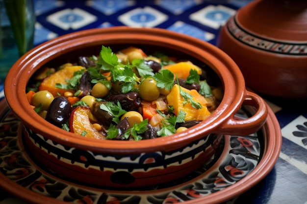 Photo vegetable tagine with preserved lemon yummy delicious tagine food photography