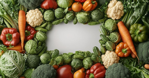 Vegetables arranged in a 3D frame for World Food Day message design