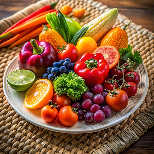 vegetables arranged on a white plate