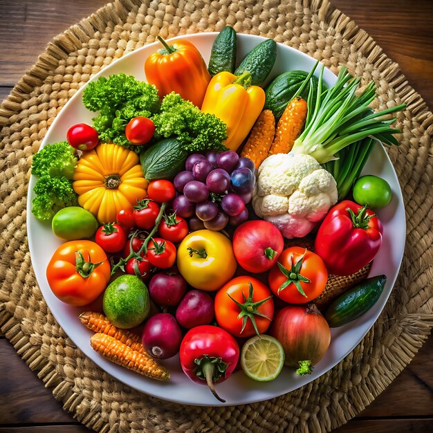 vegetables arranged on a white plate