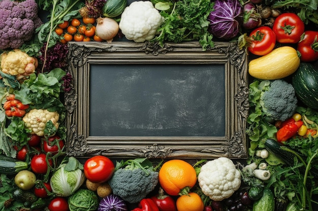 Photo vegetables arrangement with frame