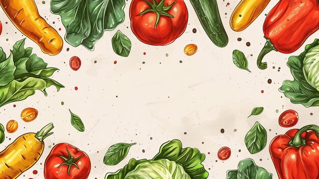 Photo vegetables background with copy space ai generate illustration