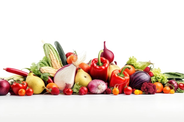 Vegetables blank white background AI generated