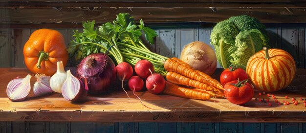 Vegetables on a chopping board in a domestic kitchen