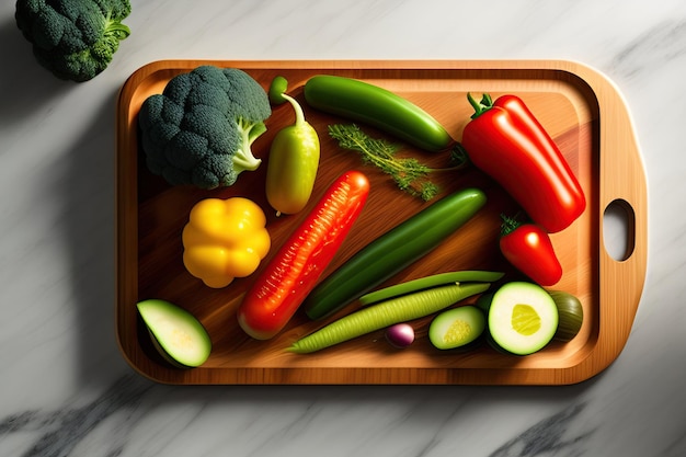 Vegetables and cutting board