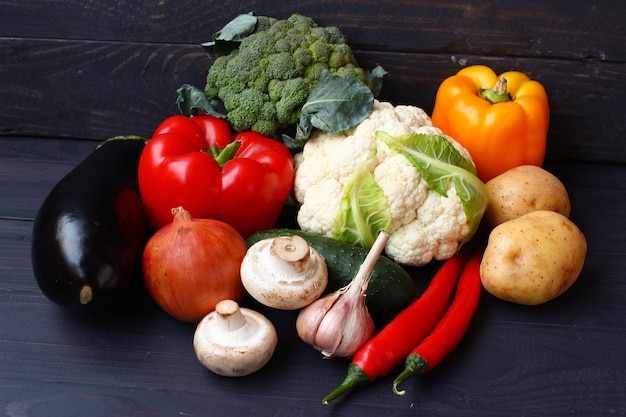 Vegetables on a dark background